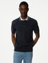 Cotton Rich Ribbed Knitted Polo Shirt